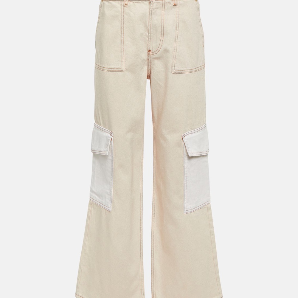 GANNI Cream Wide-Leg Cargo Pants